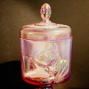 Fenton Carnival Glass "Chessie" Cat Dish with Lid